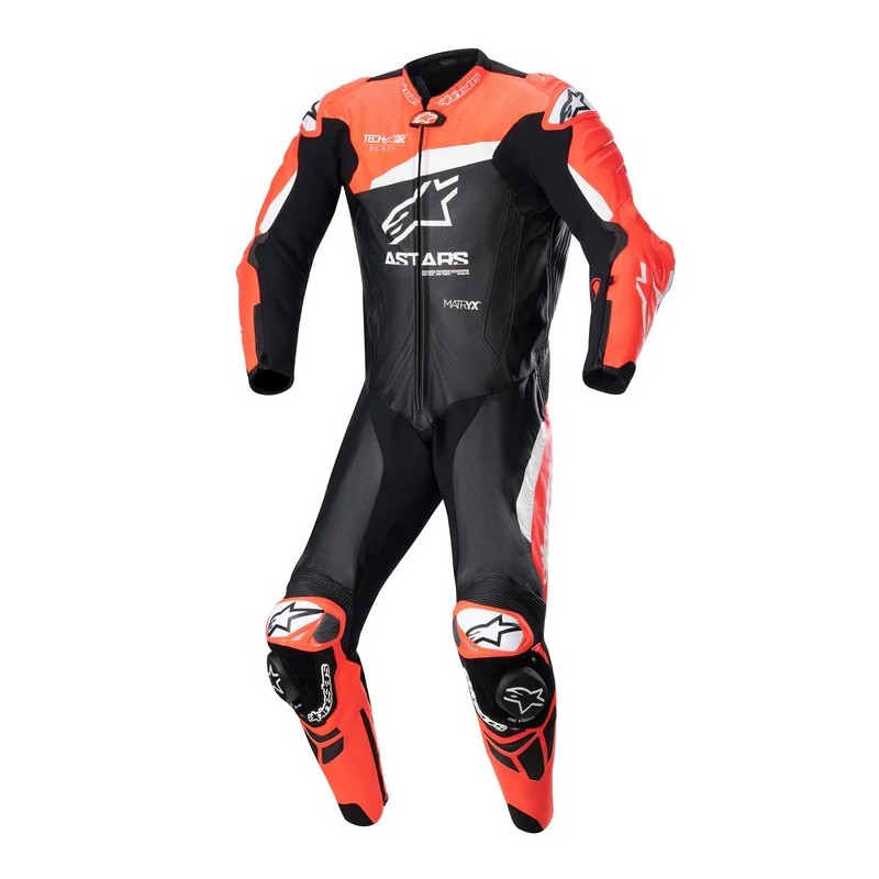 Alpinestar GP PLUS V4 LEATHER SUIT - 1PC Red Fluo Size 54