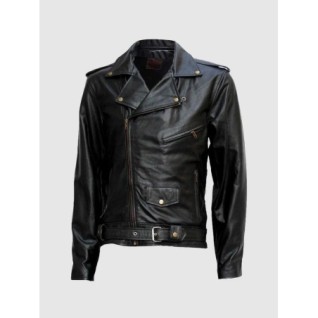 Black Leather Motorcycle Jacket XS-4XL