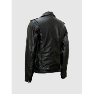 Black Leather Motorcycle Jacket XS-4XL