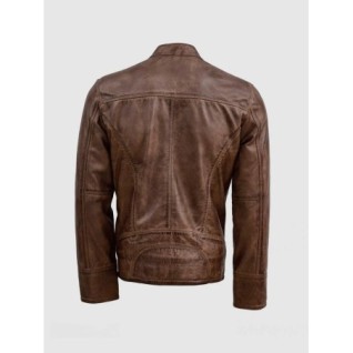 Brown Leather Waxed Jacket In Stock XS-4XL