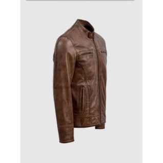 Brown Leather Waxed Jacket In Stock XS-4XL