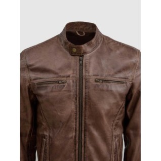 Brown Leather Waxed Jacket In Stock XS-4XL