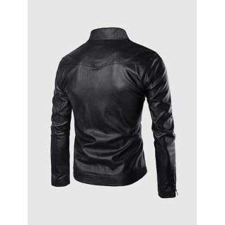 High Collar Leather Jacket In Stock XS-4XL