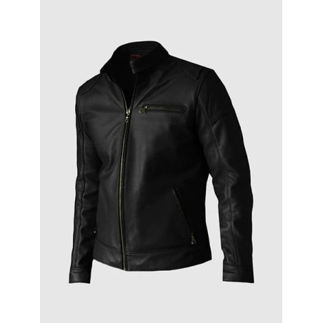 Premium Black Leather Biker Jacket In Stock XS-4XL