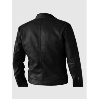 Premium Black Leather Biker Jacket In Stock XS-4XL