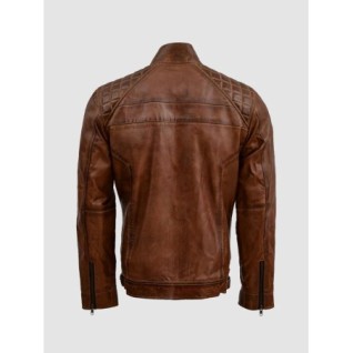 Tan Brown Waxed Leather Jacket In Stock XS-4XL