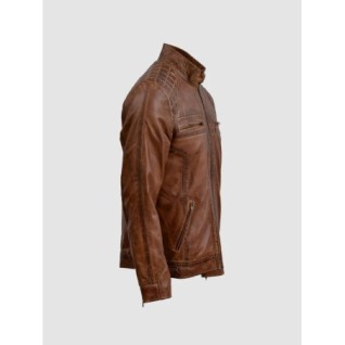 Tan Brown Waxed Leather Jacket In Stock XS-4XL