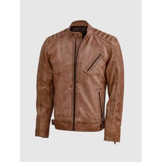 Distressed Leather Waxed Jacket In Stock XS-4XL