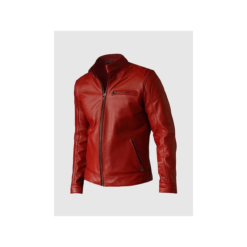 Elegant Red Leather Jacket In Stock XS-4XL