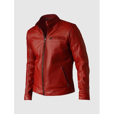 Elegant Red Leather Jacket In Stock XS-4XL