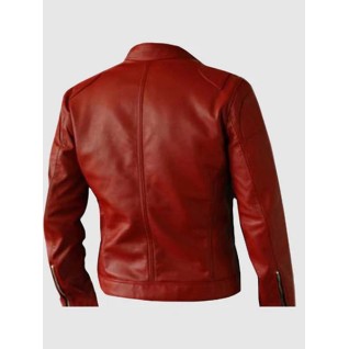 Elegant Red Leather Jacket In Stock XS-4XL