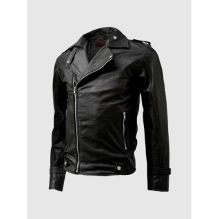 Zipper Black Leather Jacket In Stock XS-4XL