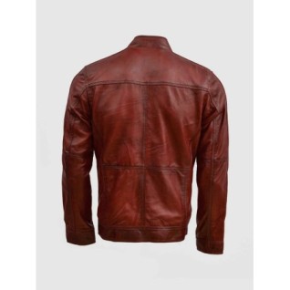 Waxed Leather Burgundy Jacket In Stock XS-4XL