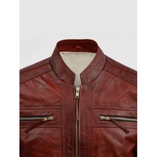 Waxed Leather Burgundy Jacket In Stock XS-4XL