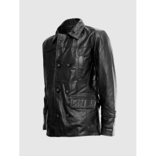 Black Reefer Leather Jacket In Stock XS-4XL