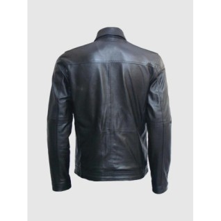 Black Leather Zipper Jacket In Stock XS-4XL