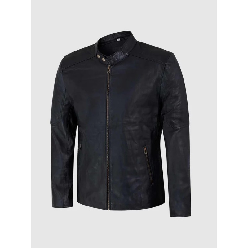 Cafe Racer Sheep Leather Jacket In Stock XS-4XL