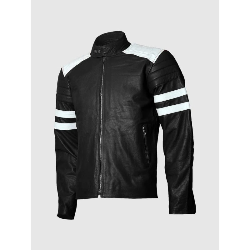 Black White Leather Jacket In Stock XS-4XL