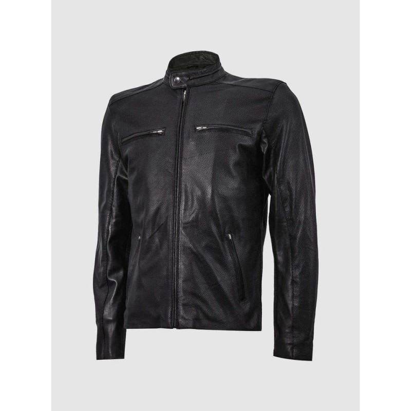 Summer Jacket - Cafe Racer Jacket In Black In Stock XS-4XL