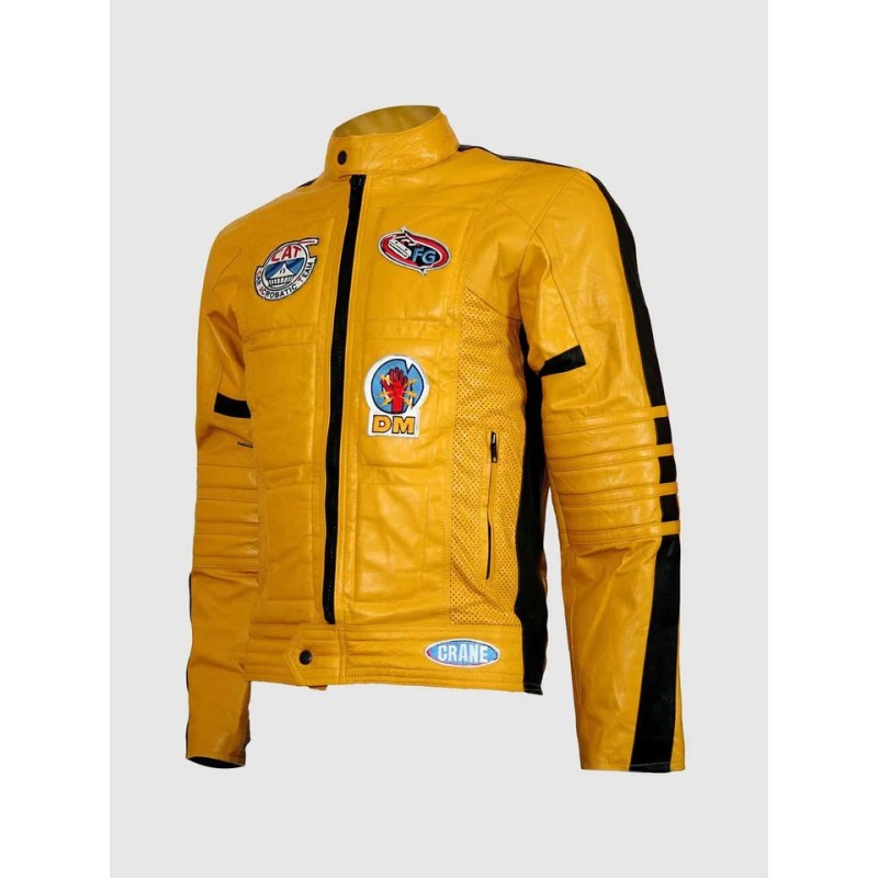 Yellow Motorcycle Leather Jacket In Stock XS-4XL