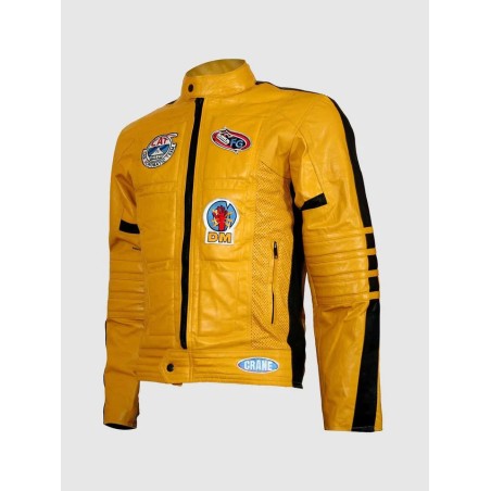 Yellow Motorcycle Leather Jacket In Stock XS-4XL