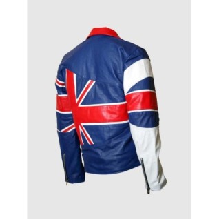 Men's Union Jack Flag Biker Leather Jacket In Stock XS-4XL