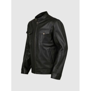 4 Pocket Black Leather Jacket In Stock XS-4XL