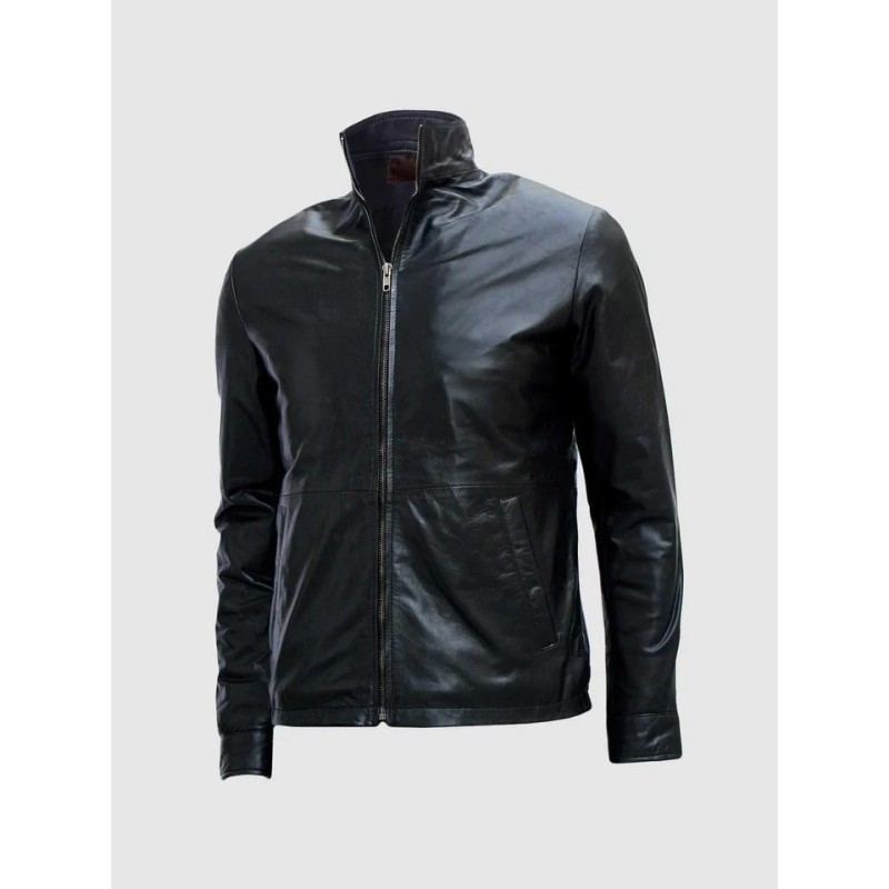 Black Biker Leather Jacket In Stock XS-4XL