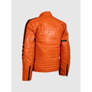 Street Fashion Orange Leather Jacket For Men In Stock XS-4XL