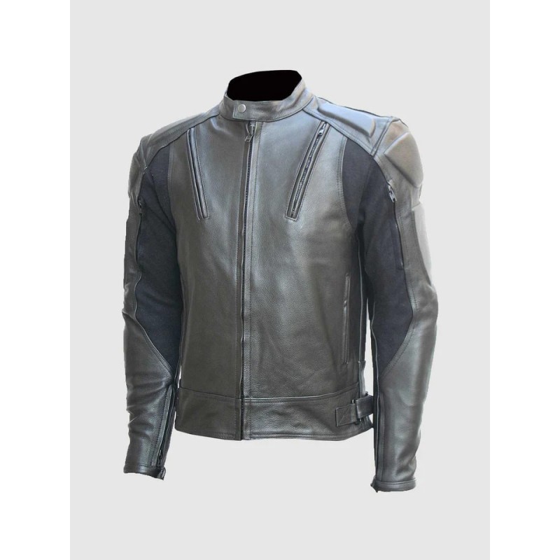 Protective Men’s Black Leather Motorcycle Jacket In Stock XS-4XL