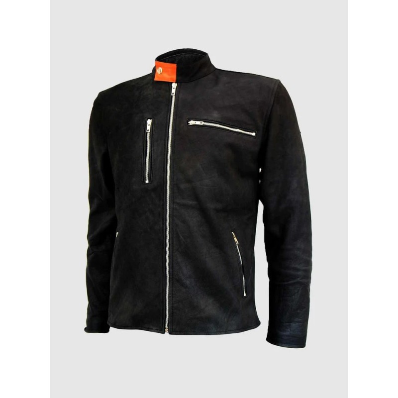 Classic Nubuck Black Men's Vintage Leather Jacket In Stock XS-4XL