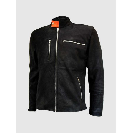 Classic Nubuck Black Men's Vintage Leather Jacket In Stock XS-4XL