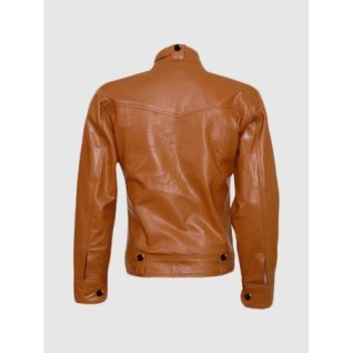 Men's Gorgeous Tan Biker Leather Jacket In Stock XS-4XL