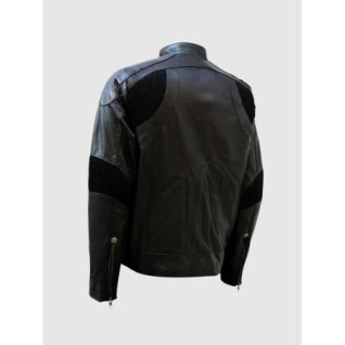 Classic Zipper Biker Black Leather Jacket Men's In Stock XS-4XL