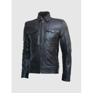 Slim Fit Biker Black Leather Jacket In Stock XS-4XL