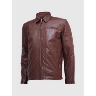 Super Unique Brown Leather Jacket Men's In Stock XS-4XL