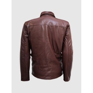 Super Unique Brown Leather Jacket Men's In Stock XS-4XL