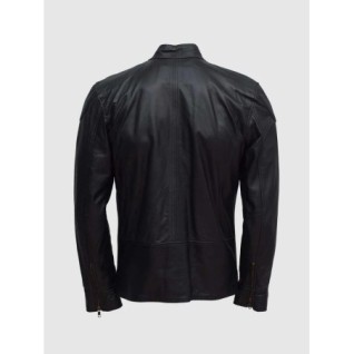 Lightweight Men Soft Black Sheepskin Jacket In Stock XS-4XL