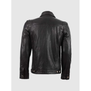 Summer Jacket -Leather Collar Biker Jacket In Black In Stock XS-4XL