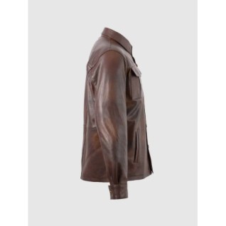 Summer Jacket - Brown Leather Shirt In Stock XS-4XL