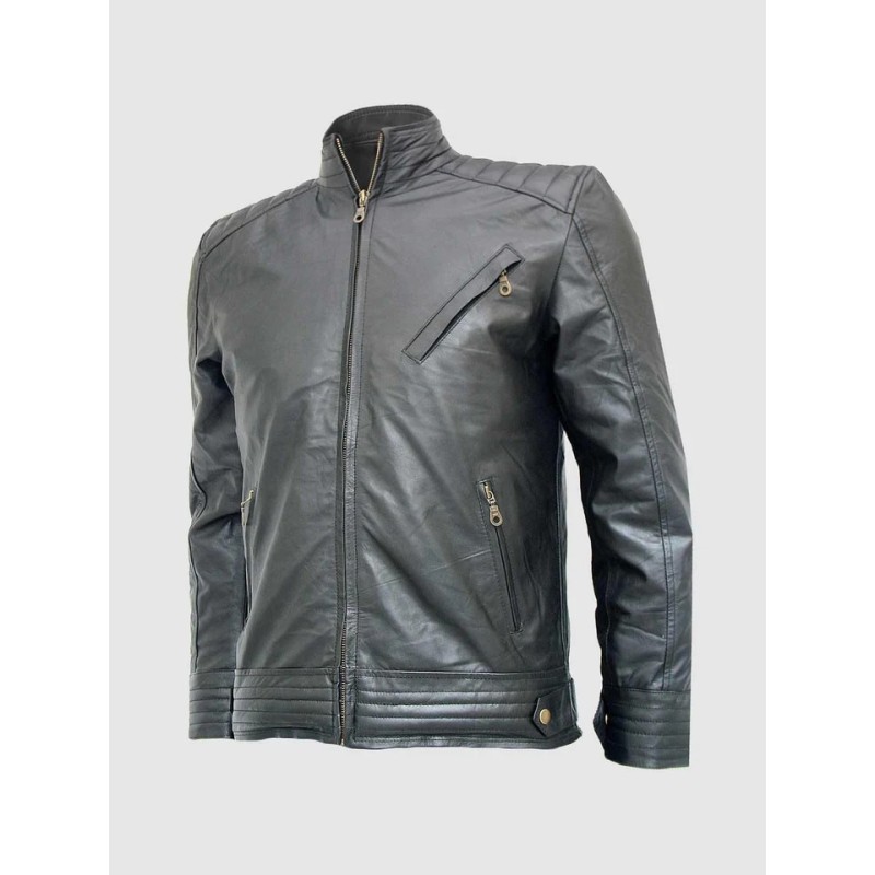 Classic Leather Motorcycle Jacket In Stock XS-4XL