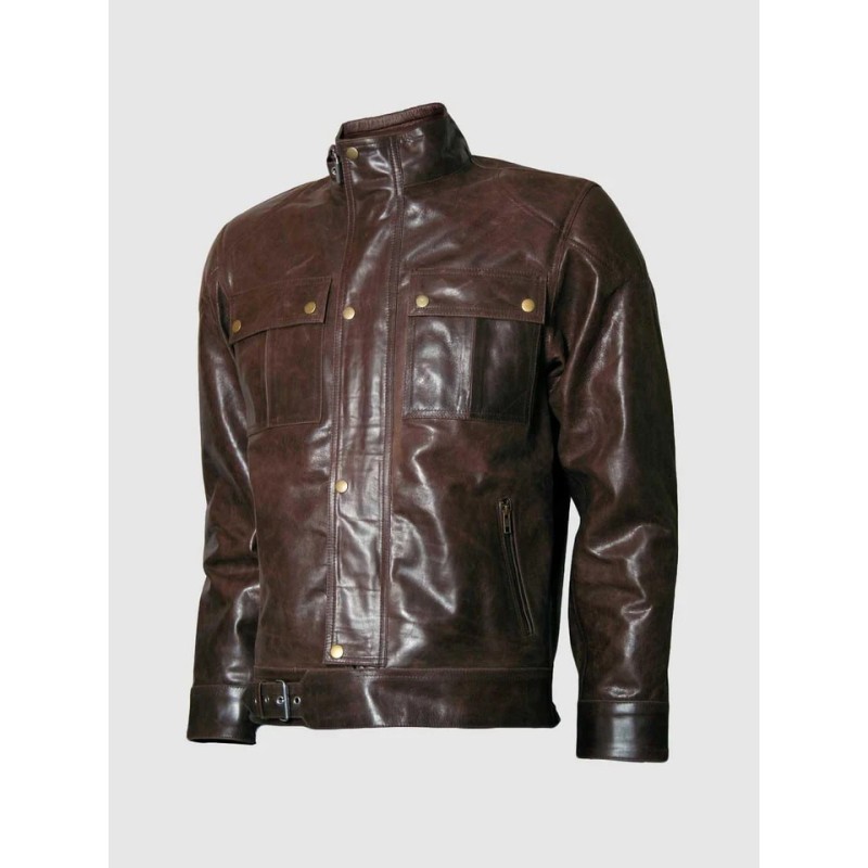 Classic Distressed Men's Brown Leather Motorcycle Jacket In Stock XS-4XL