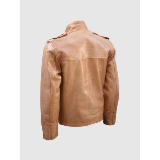 Cafe Racer Fitted Men Leather Tan Jacket In Stock XS-4XL