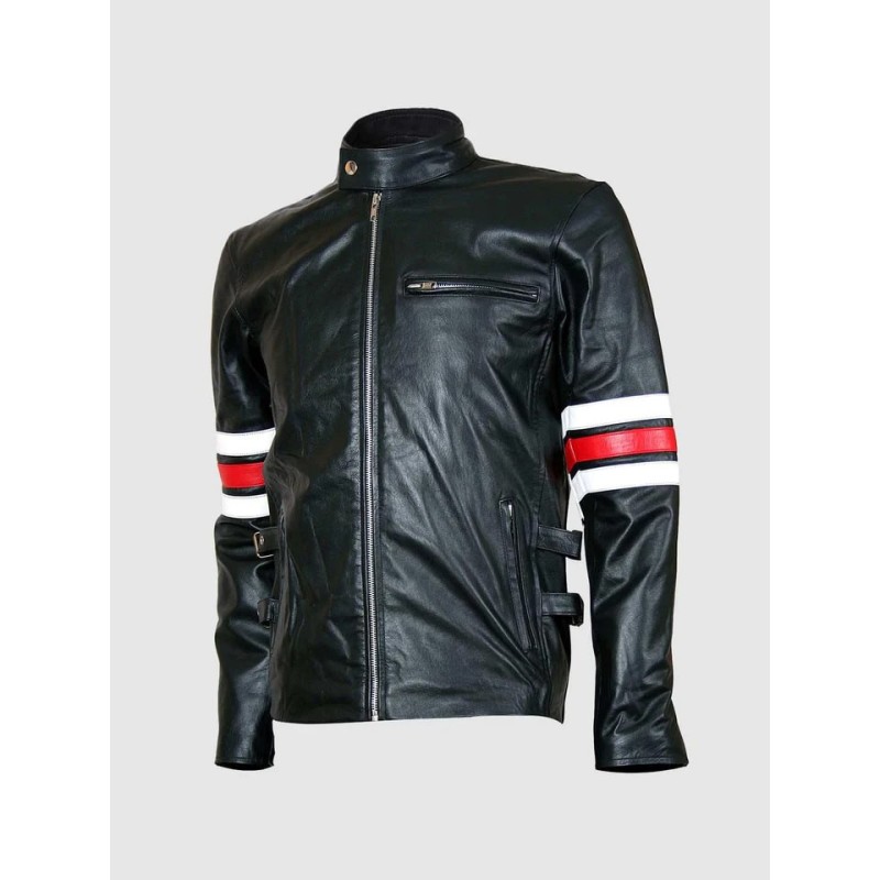 Deluxe Black Leather Men's Motorcycle Jacket In Stock XS-4XL