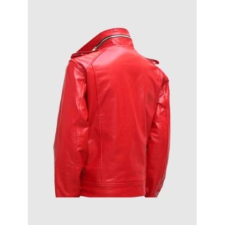 Street Style Glossy Men's Red Leather Jacket In Stock XS-4XL