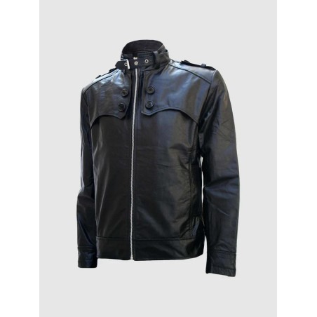 Menswear Black Cropped Leather Jacket In Stock XS-4XL