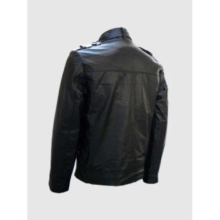 Menswear Black Cropped Leather Jacket In Stock XS-4XL