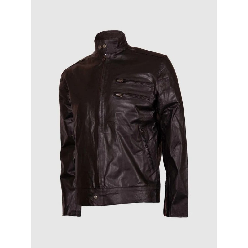 Classic Trim Fit Short Leather Jacket For Men In Stock XS-4XL