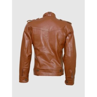 Men's Tan Biker Leather Jacket In Stock XS-4XL