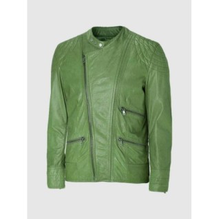 Designers Green Leather Biker Jacket Men's In Stock XS-4XL